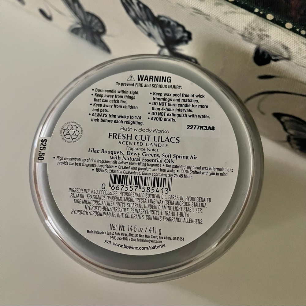 Bath & Body Works Fresh Cut Lilacs Three Wick Scented Candle - Picture 8 of 11